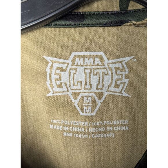 Elite MMA Camo Shirt Medium Green Brown Poly Crew Short Sleeve Gym Training - Picture 3 of 3